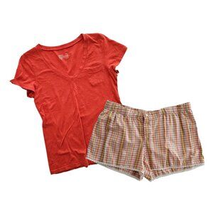 Gillian & O’Malley Cotton Top & Shorts PJs Lounge Set | EUC | S | Orange Multi